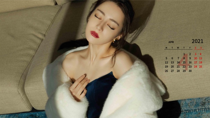 April 2021 Dilireba computer calendar wallpaper