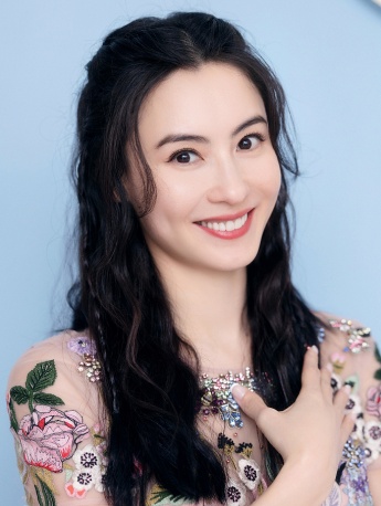 Sexy pictures of Cecilia Cheung's pink floral embroidered gauze skirt