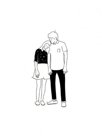 Couple simple drawing mobile wallpaper picture