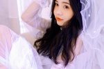復古性感白色紗裙美女寫真圖片