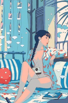 少女的生活手绘创意手机壁纸