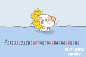 March 2022 Akita-kun cartoon desktop calendar wallpaper