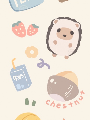 Cartoon style cute animal wallpaper