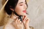 Charming red lip beauty retro sexy photo