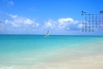 March 2022 blue sea beach desktop calendar wallpaper
