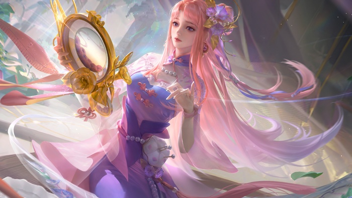 King of Glory Wang Zhaojun begging for skill and weaving love HD desktop wallpaper