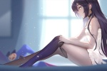 Anime beauty with long legs in black stockings pictures desktop wallpaper