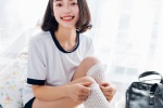 Photo of a girl who loves to laugh, sexy gymnastics clothes and beautiful legs