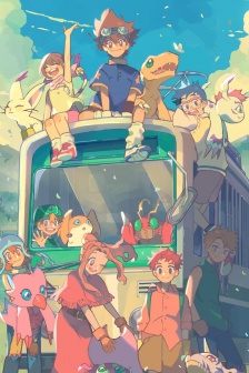 數碼寶貝卡通插畫手機壁紙