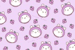 Big Tooth Rabbit Strawberry Grape Cartoon Wallpaper