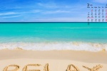 February 2022 blue sky and sea fresh desktop calendar wallpaper