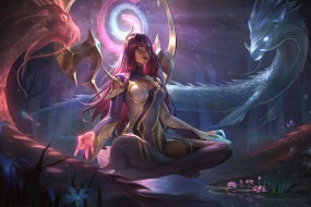 LOL Shenlong Zun Ninglong Karma skin wallpaper