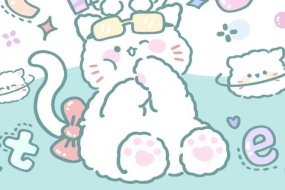 Cute hand-painted cat tablet wallpaper