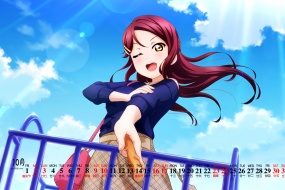 October 2021 anime beauty desktop calendar wallpaper