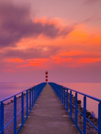 日落碼頭唯美風景手機壁紙