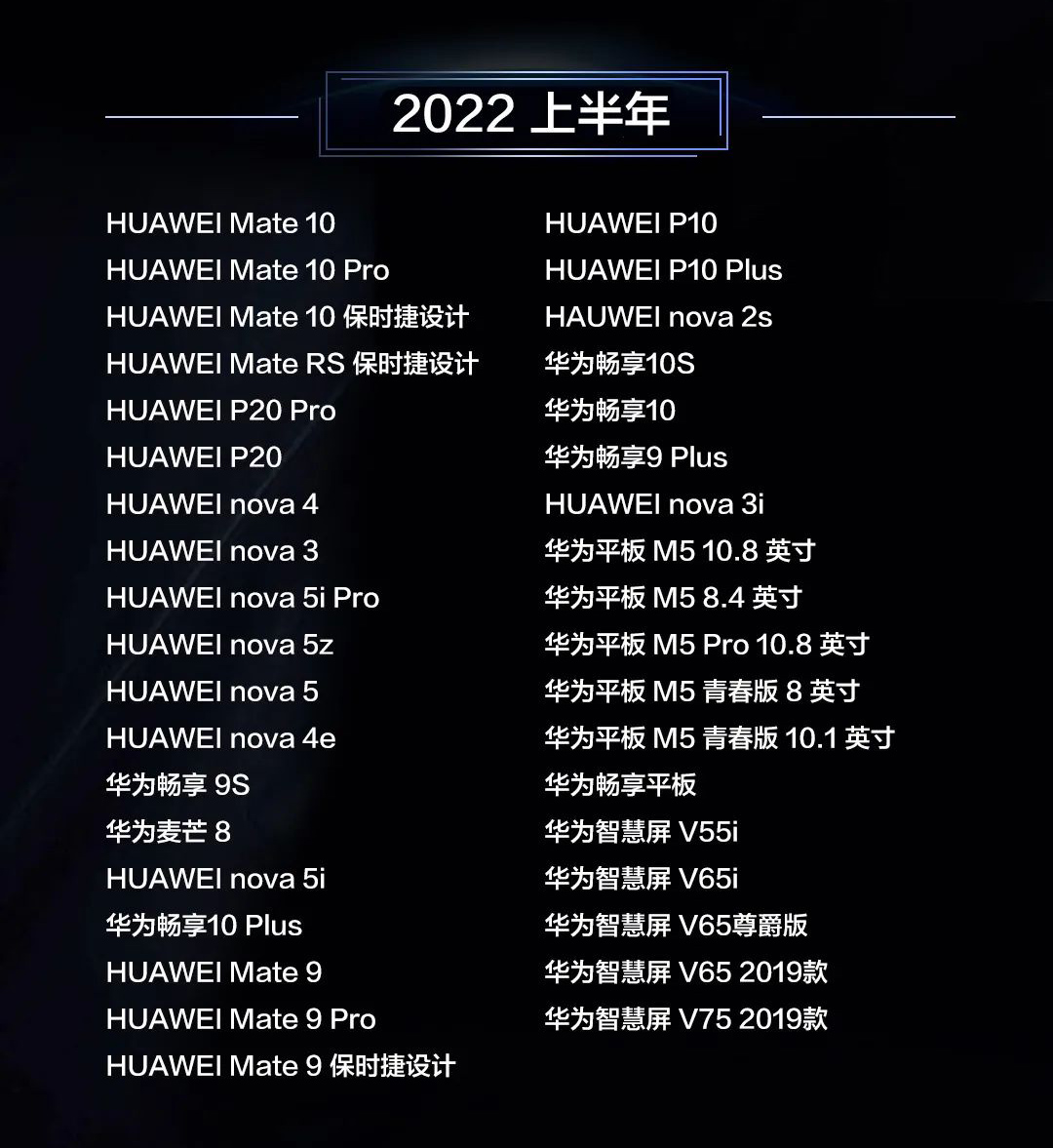 华为手机鸿蒙2.0支持机型列表