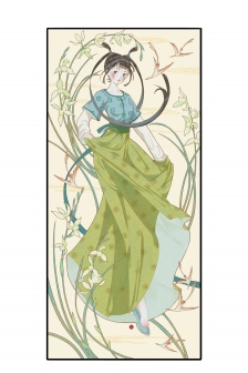 古風美女插畫手機壁紙