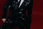 Wang Yuan black sequined suit retro handsome photo