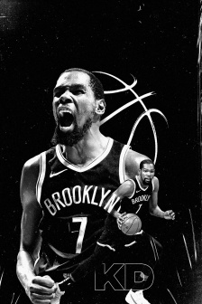 籃網凱文杜蘭特炫酷黑白手機壁紙