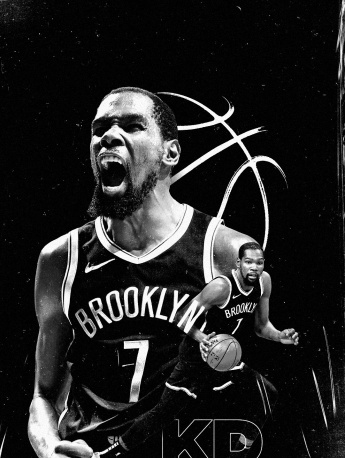 Nets Kevin Durant cool black and white mobile wallpaper
