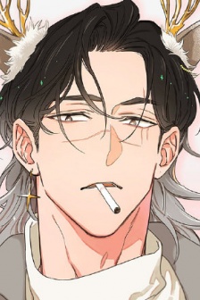 Christmas avatar of the wolf character who picked up something