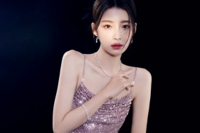 Sun Yi pink sequin dress sexy photo wallpaper