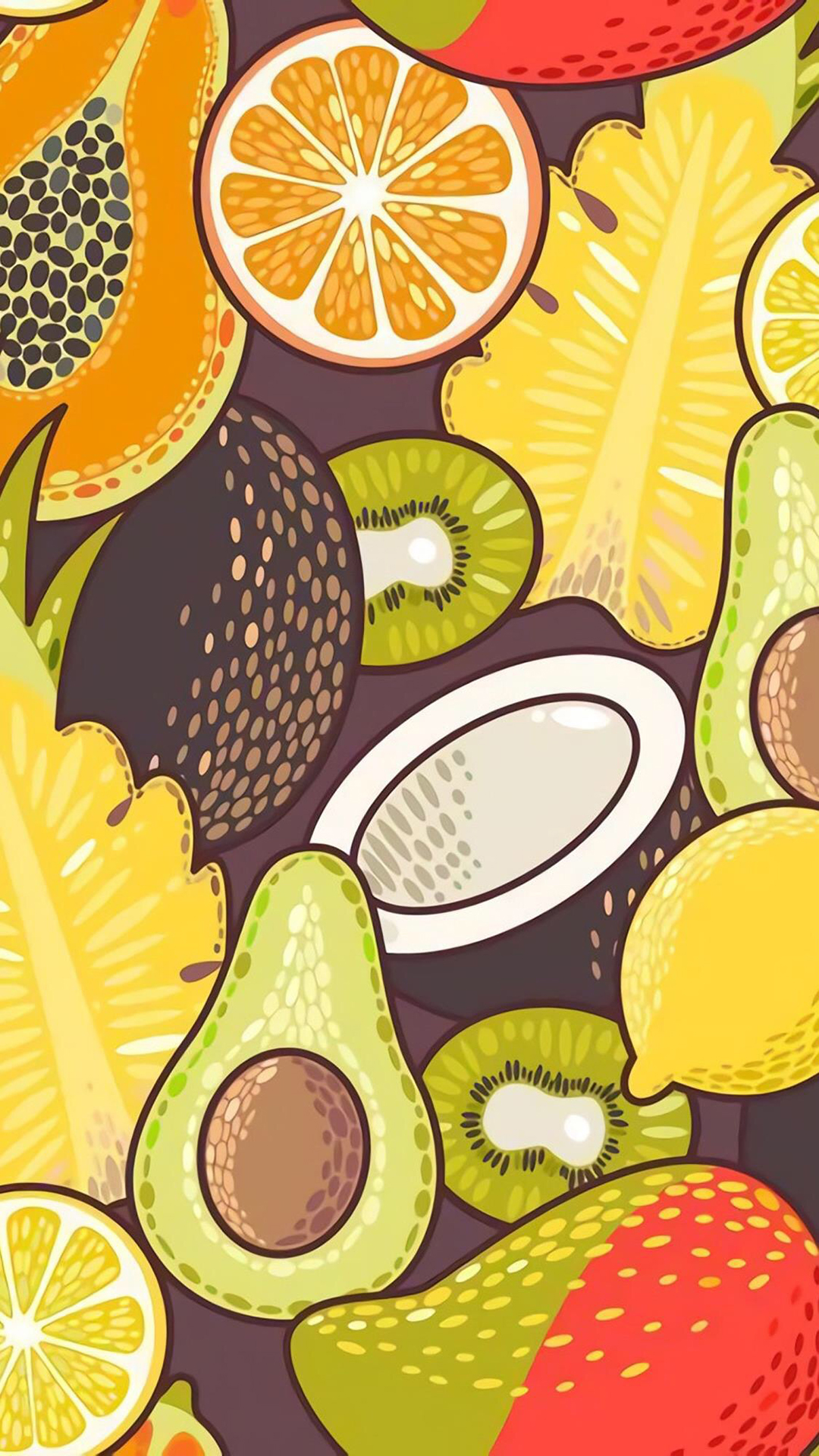 创意水果炫彩平铺手机壁纸