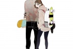 Literary couple illustration personalized mobile wallpaper