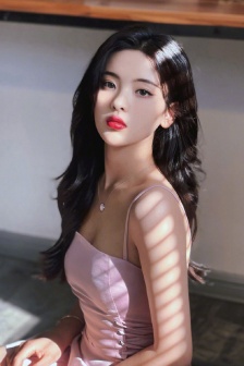 杨超越粉色吊带礼服魅力性感写真