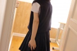 Cute beauty schoolgirl seductive photo in miniskirt