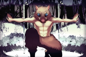 鬼滅之刃嘴平伊之助角色電腦壁紙