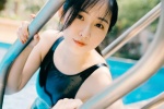 Japanese style film photos of beauties in swimming suits in swimming pools