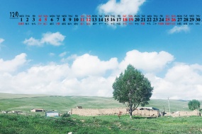 Endless grassland scenery calendar wallpaper for December 2021