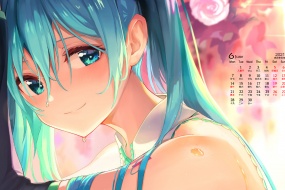 2021年6月初音未來桌麵日曆壁紙