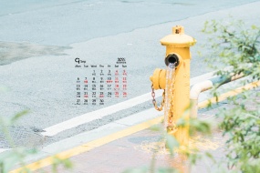 September 2021 green theme landscape desktop calendar wallpaper