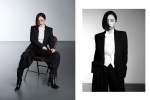 Yang Mi elegant and sexy photo pictures in all black suit