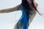 Angelababy peacock blue long hair sexy photo