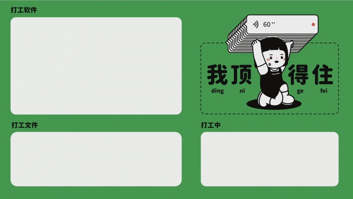 打工人分區卡通風電腦壁紙