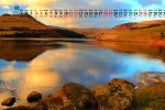 September 2021 mountains and lakes scenery calendar wallpaper