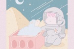 Girly Cute Rabbit Astronaut Mobile Wallpaper