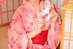 Pink short hair beauty in kimono photo mobile wallpaper