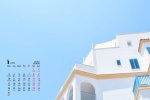 2022年1月清新藍色天空桌麵日曆壁紙