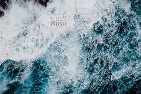 January 2022 sea waves calendar wallpaper