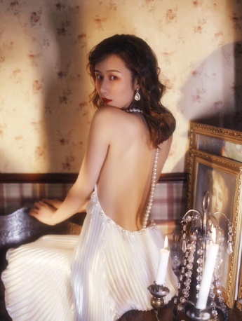 Sexy backless beauty retro aesthetic photo