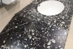 Detailed view of the fossil sink in Guiyang Airport toilet