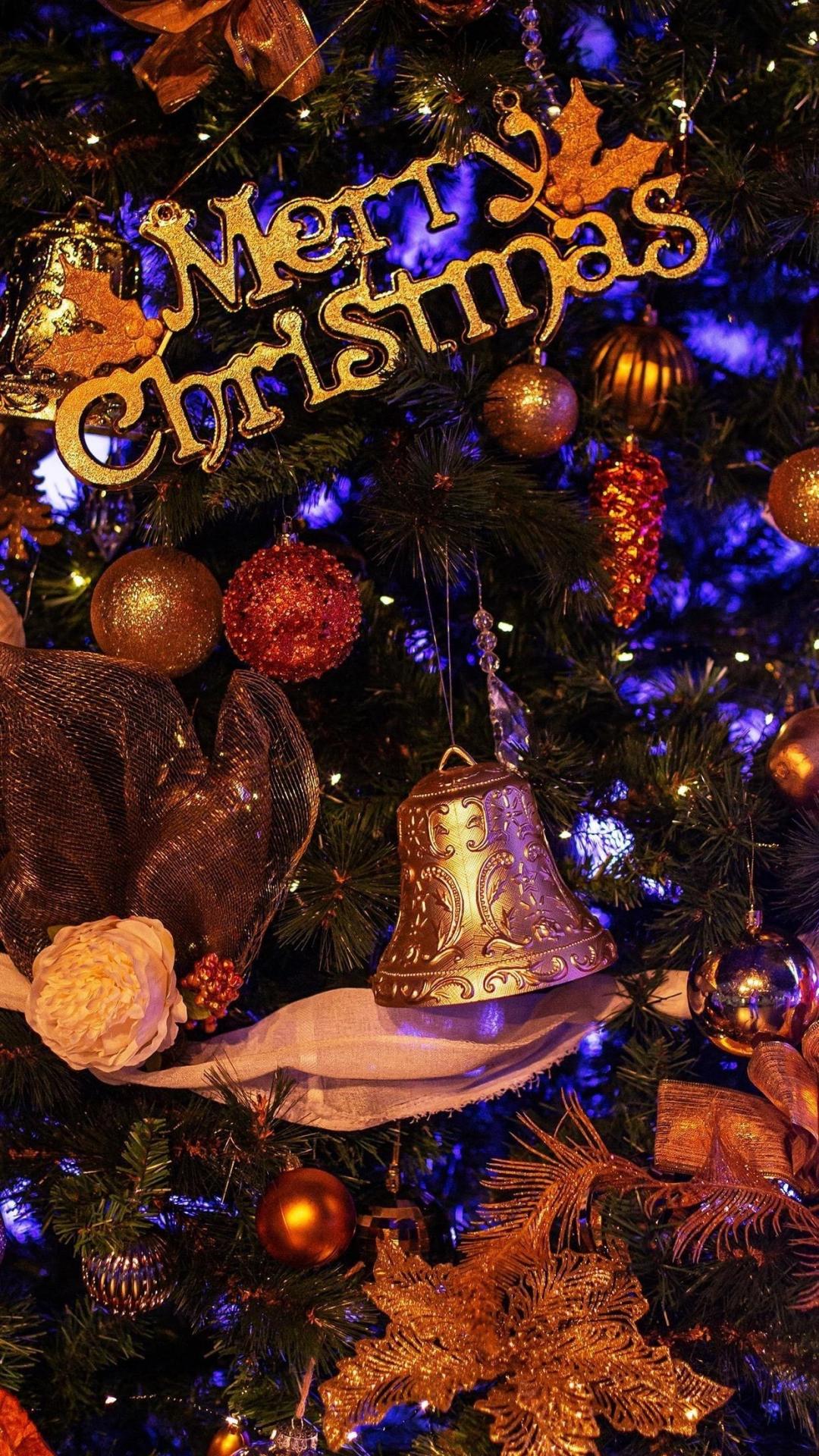 圣诞铃铛装饰背景图片手机壁纸