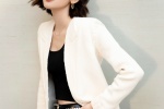 唐藝昕白色西裝時尚寫真圖片
