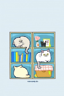 彩色可爱猫咪手绘手机壁纸