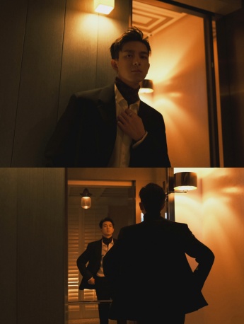 Li Xian's handsome photo in printed turtleneck sweater