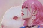 Pink hair girl desktop wallpaper